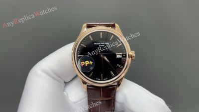 PP Factory Patek Philippe Calatrava 39*9.5mm 78g 9015 Movement Black/Ivory Cream Face RG Case Watch